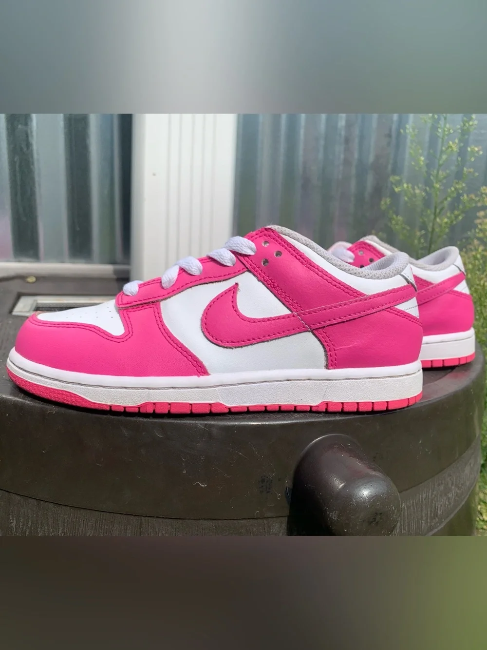 Kids Nike Pink and White Low-Top Dunk Sneakers Nike FB9108-102 Size 2Y